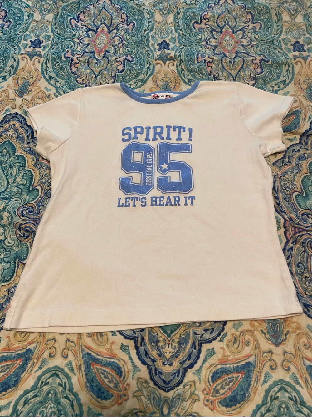 Spirit! 95 White Short-Sleeve Graphic Tee with Blue Detail